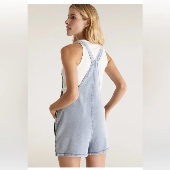 Z Supply Easy Rider Knit Romper in Washed Indigo Size Small - Picture 2 of 12